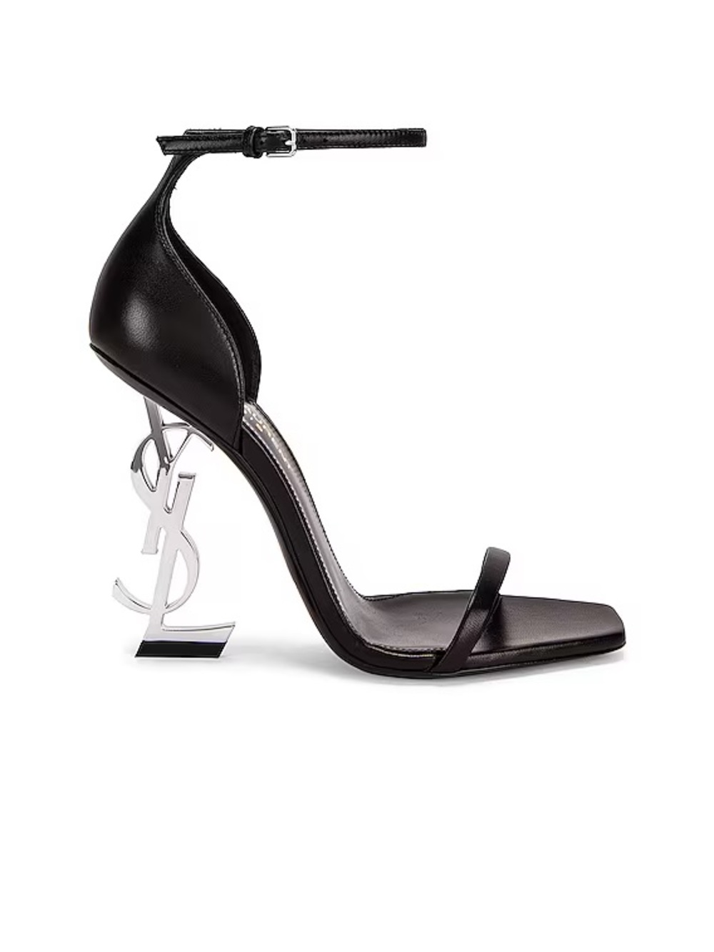 YSL SAINT LAURENT OPYUM HEELS NERO - BLACK AND SILVER